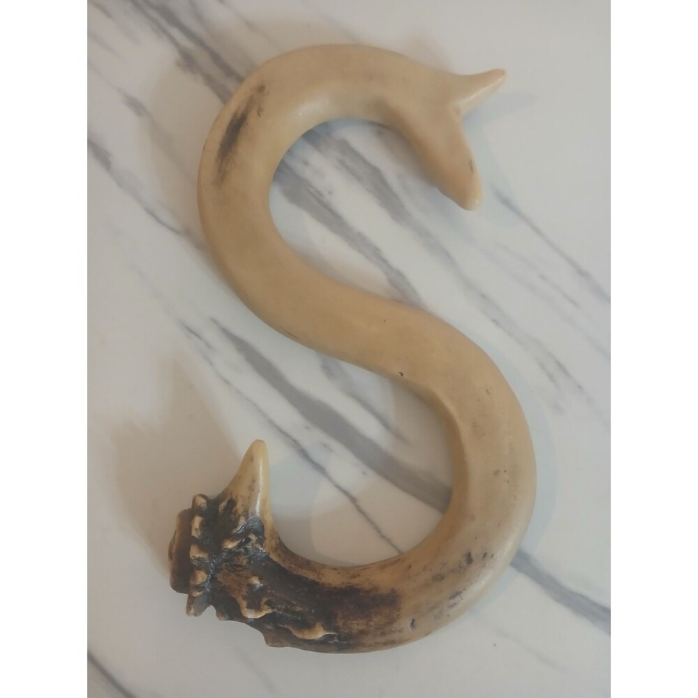 Name Art Polyresin Deer Antler Letter S Home Decor Rustic Hunter Cottage